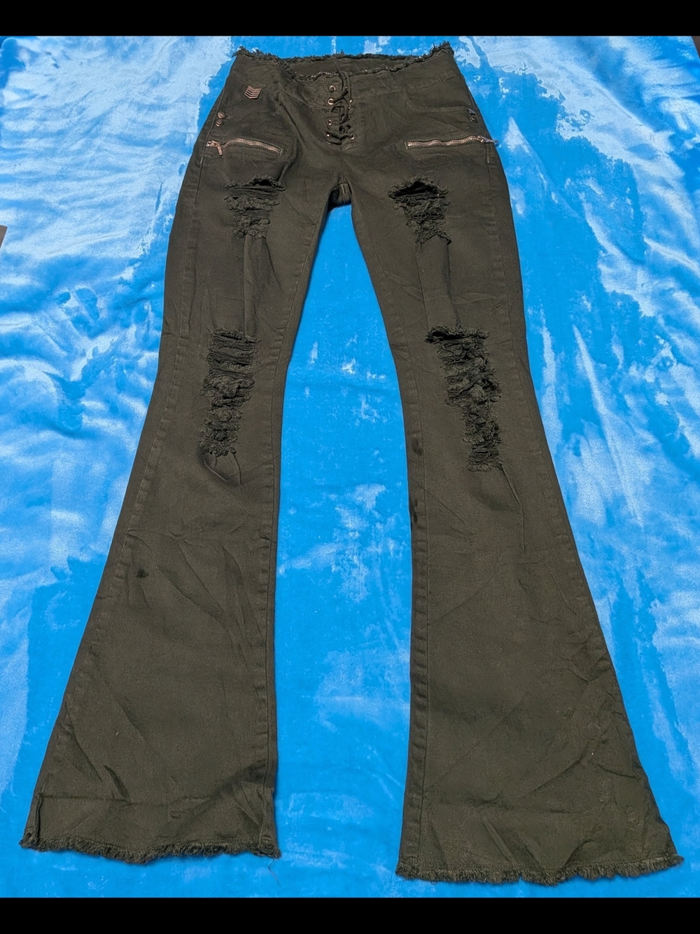 🖤🔥 Distressed Lace-Up Cargo Pants 🔥🖤
